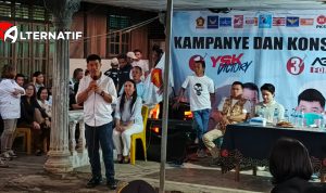 Asiano Gammy Kawatu saat orasi kampanye di Desa Makasili, foto (mediaalternatif)