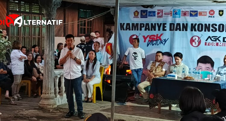 Asiano Gammy Kawatu saat orasi kampanye di Desa Makasili, foto (mediaalternatif)