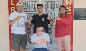 Tersangka lelaki berinisial ML, usia 46 tahun saat diamankan, (foto:humas polres minsel)