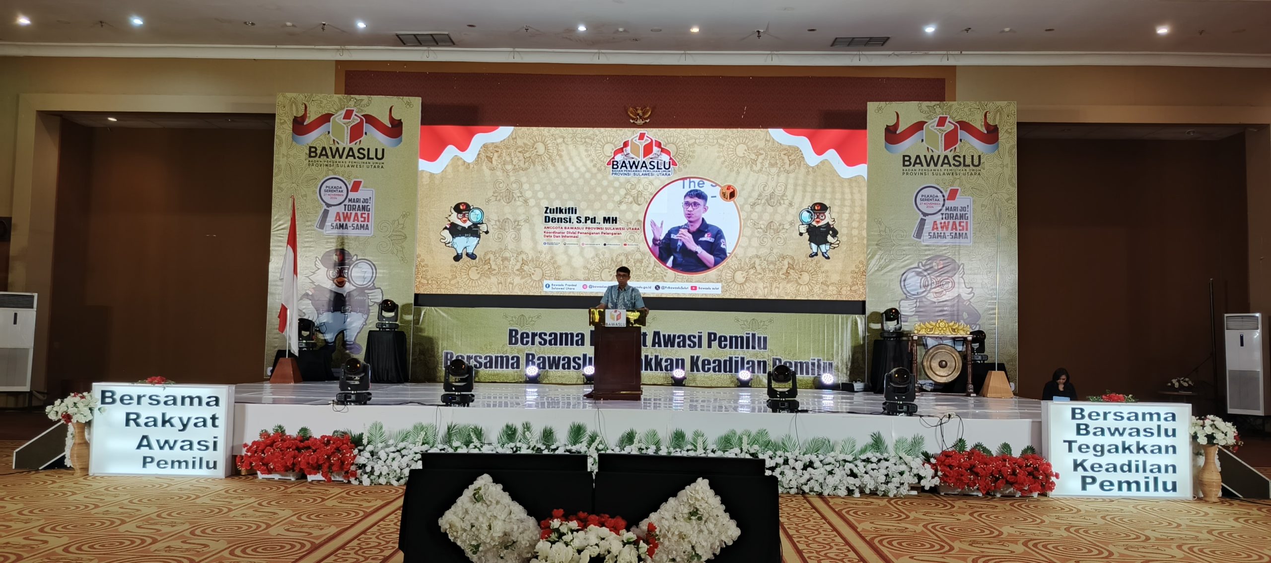 Anggota Bawaslu Sulut Zulkifli Densi saat membawakan sambutan, (foto : mediaalternatif)