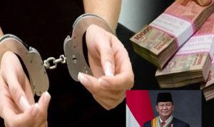 gambar ilustrasi koruptor, insert Presiden Prabowo Subianto