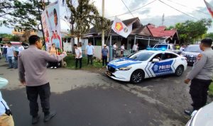Personel Polresta Manado Saat Pengamanan Kampanye Tatap Muka Salah Satu Calon Walikota Manado di Kelurahan Winangun Satu, (foto : humas polresta manado)