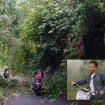 Rawan longsor, Kondisi akses jalan masuk Kecamatan Kumelembuai. Insert (foto : Intra Pongantung)