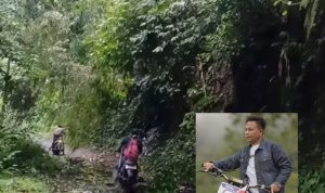 Rawan longsor, Kondisi akses jalan masuk Kecamatan Kumelembuai. Insert (foto : Intra Pongantung)