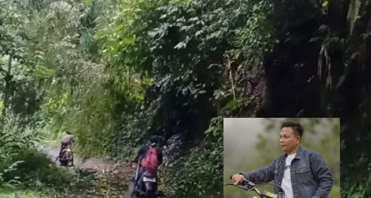 Rawan longsor, Kondisi akses jalan masuk Kecamatan Kumelembuai. Insert (foto : Intra Pongantung)