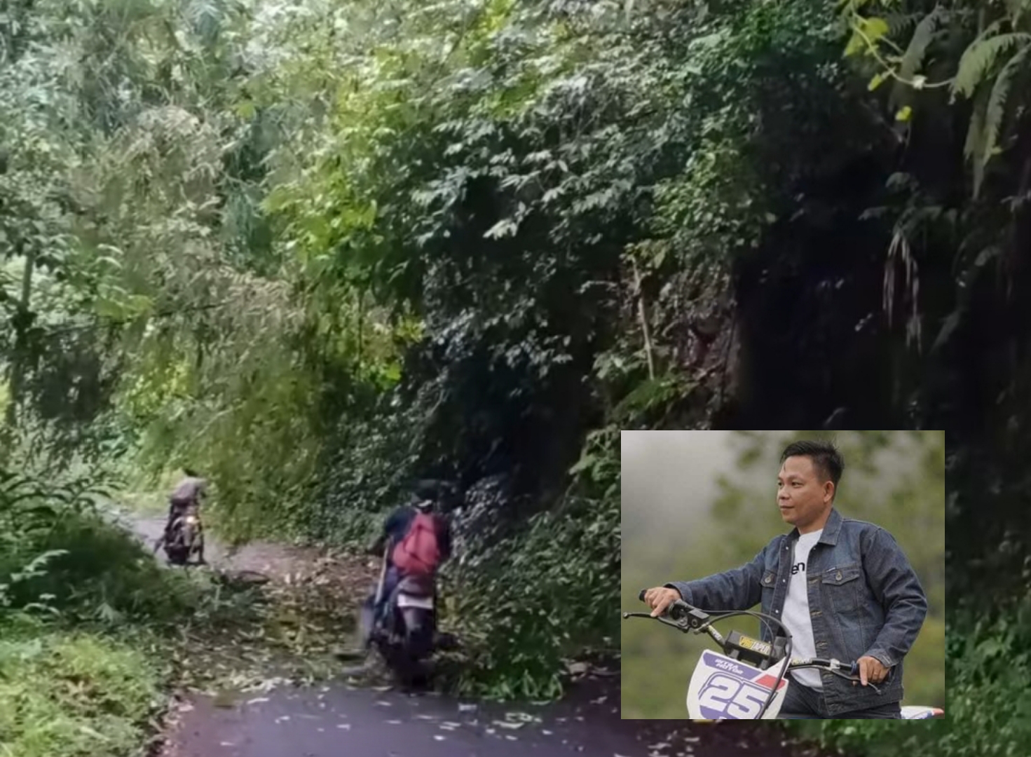 Rawan longsor, Kondisi akses jalan masuk Kecamatan Kumelembuai. Insert (foto : Intra Pongantung)