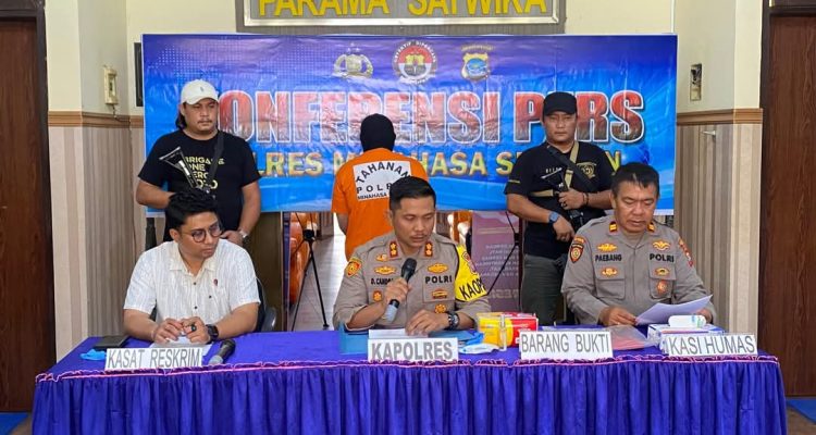 Konferensi pers dilaksanakan di ruang lobby Polres Minsel, Rabu (12/02/2025)