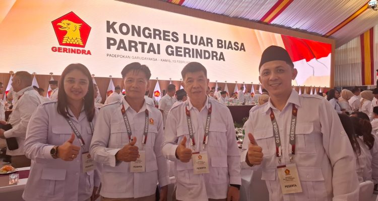DPC Gerindra Minsel saat menghadiri Rapimnas dan KLB di Hambalang