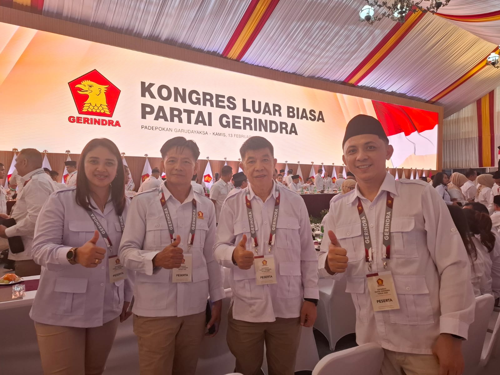 DPC Gerindra Minsel saat menghadiri Rapimnas dan KLB di Hambalang