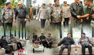 Gubernur Yulius saat menyambut kedatangan Menhan RI Sjafrie Sjamsoeddin, di VIP Bandara Sam Ratulangi, Selasa (18/3/2025). (foto : ist)