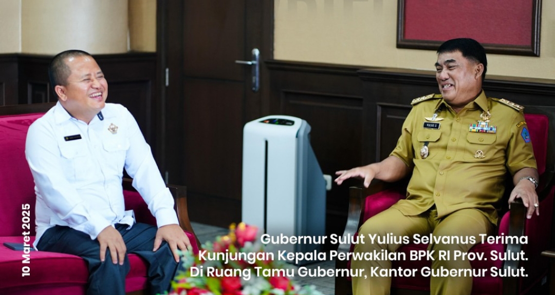 Gubernur Yulius Selvanus saat menerima kunjungan BPK RI Perwakilan Sulut, (foto : istimewa)