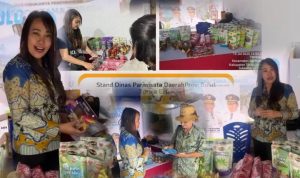 Kadis Pariwisata Sulut dr. Devi Tanos saat mempromosikan Pariwisata Sulut di Stand Dispar Sulut di Toraja Expo, (foto : kolase alternatif)