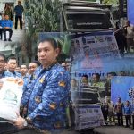 ‎Gubernur Yulius saat Launching Penyaluran Bantuan Pangan di Loby Kantor Gubernur, (foto istimewa/kolase alternatif)