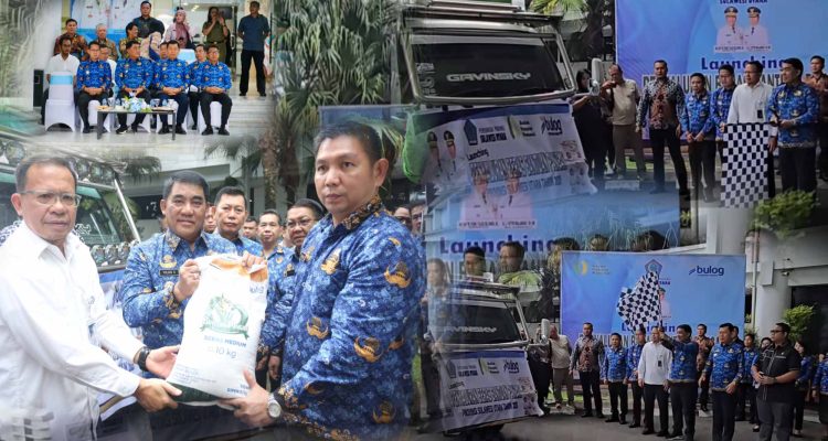 ‎Gubernur Yulius saat Launching Penyaluran Bantuan Pangan di Loby Kantor Gubernur, (foto istimewa/kolase alternatif)