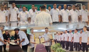 Pelantikan Pengprov PBSI Sulut oleh Sekjen PP PBSI Ricky Soebagdja di Grand Puri Hotel Manado, Sabtu (19/7/2025). (foto : istimewa/kolase alternatif)