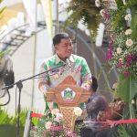 Gubernur Yulius Selvanus saat membawakan sambutan di ivent TIFF, Sabtu (9/8/2025)