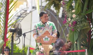 Gubernur Yulius Selvanus saat membawakan sambutan di ivent TIFF, Sabtu (9/8/2025)