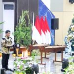 Gubernur Yulius saat membawakan sambutan Natal Pemprov Sulut, (foto : istimewa)