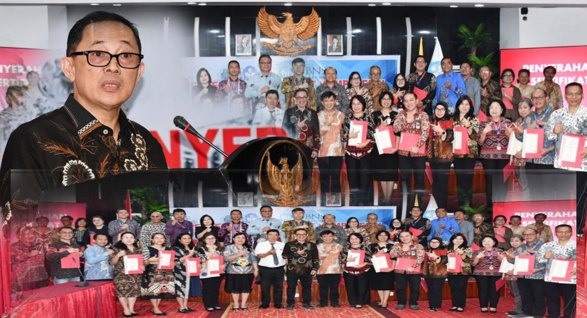 Penyerahan sertifikat kompetensi Badan Nasional Sertifikasi Profesi (BNSP), Kamis, (5/2/2026).