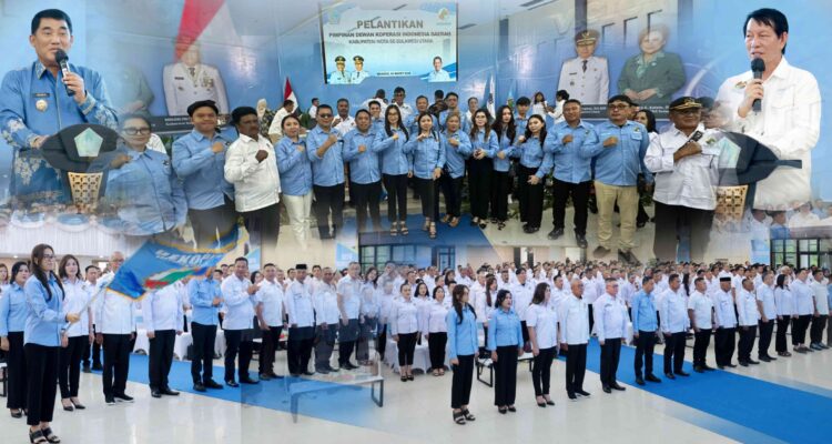 Dekopinda Minsel saat pelantikan bersama Kabupaten/Kota lainnya di Graha Gubernur, Jumat (6/3/2026). (foto ist/kolase alternatif)