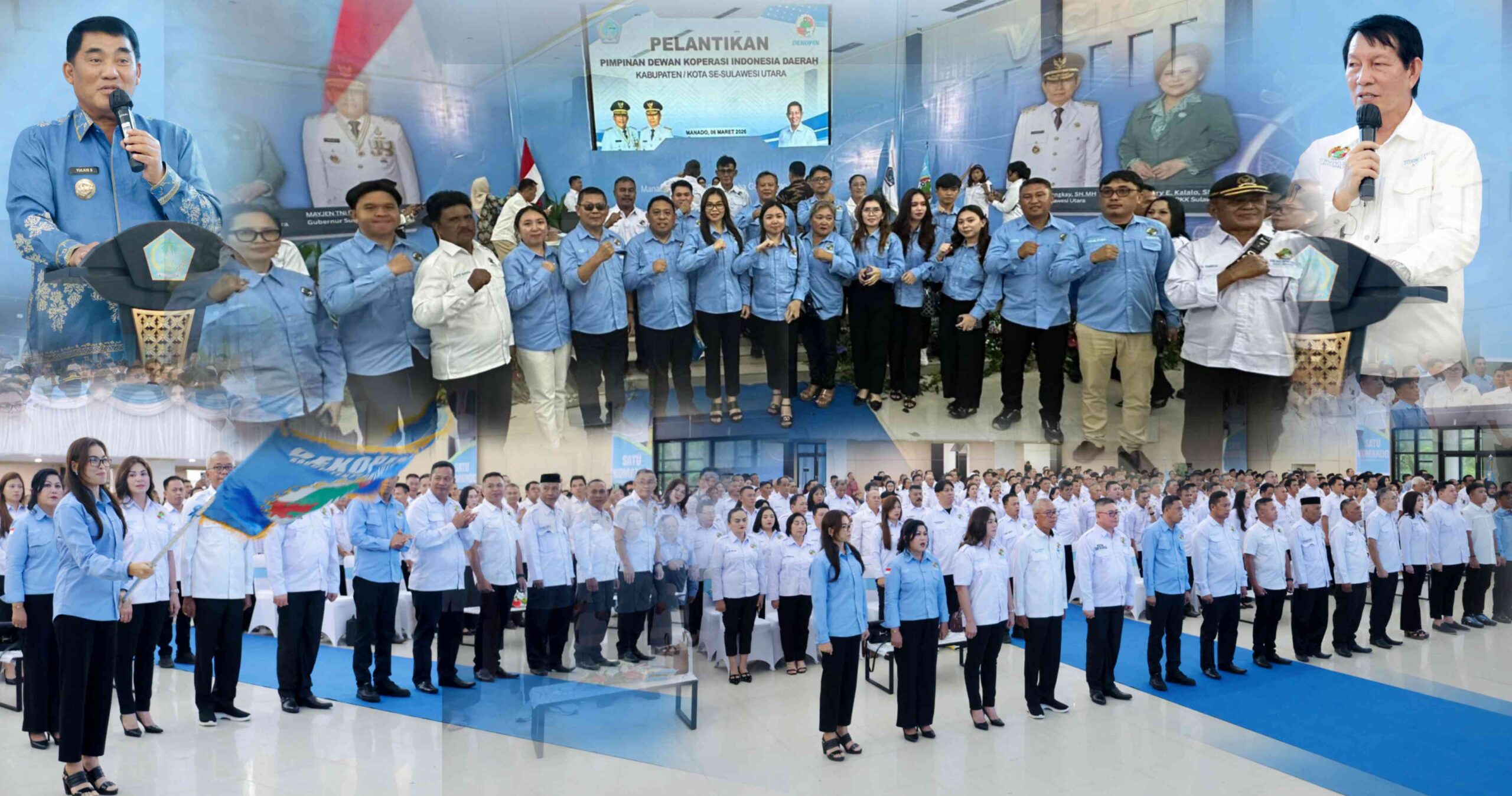 Dekopinda Minsel saat pelantikan bersama Kabupaten/Kota lainnya di Graha Gubernur, Jumat (6/3/2026). (foto ist/kolase alternatif)