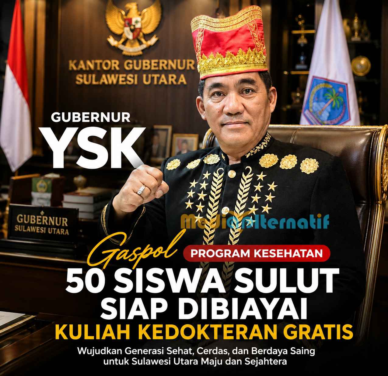 Gubernur Yulius Selvanus Komaling (YSK). (foto : ist, grafis : mediaalternatif)