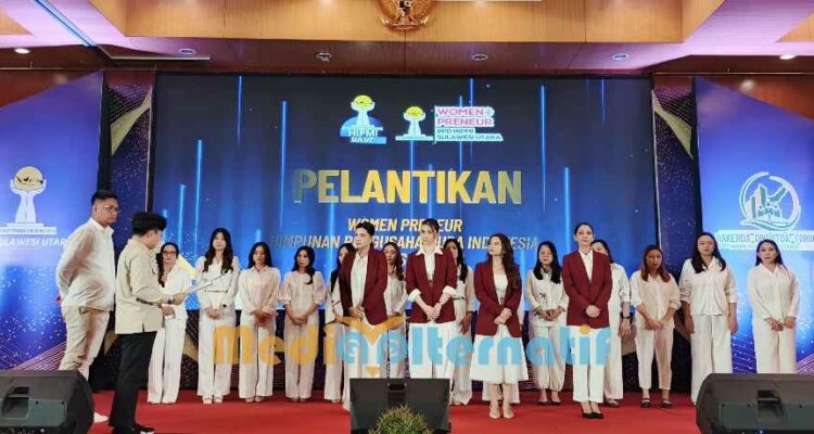 Ketua BPD Hipmi Sulut saat melantik Hipmi Womenpreneur di Ballroom Swiss-belhotel Manado, Jumat (1/5/2026). foto : (mediaalternatif)