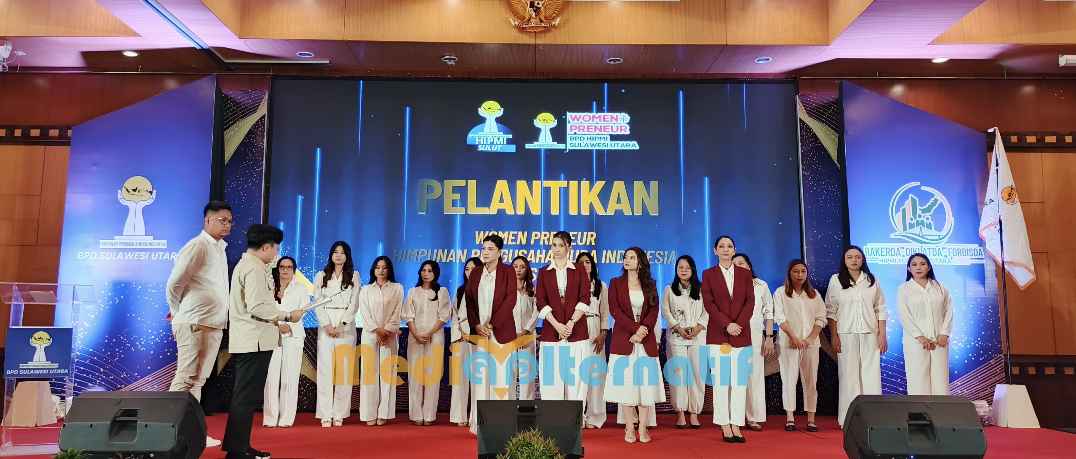 Ketua BPD Hipmi Sulut saat melantik Hipmi Womenpreneur di Ballroom Swiss-belhotel Manado, Jumat (1/5/2026). foto : (mediaalternatif)