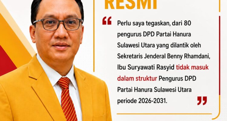 Ketua DPD Hanura Sulut,Apriano Ade Saerang, ST, MSi, (AAS)