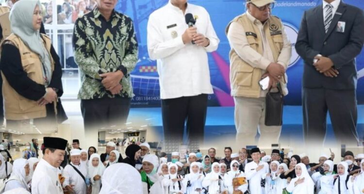Wagub Victor Mailangkay saat menyambut kepulangan 385 jemaah haji