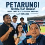 Ketua Panpel Liga 4 Piala Gubernur Sulut Fighter Aprilia dan Direktur Persma Meyvo Rumengan bersama menejemen Persma 1960 di Stadion Mandala Krida Yogyakarta, Senin (15/6/2026). (grafis : mediaalternatif)