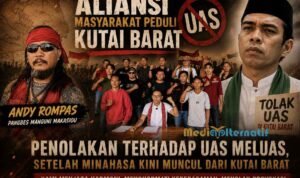 Konferensi Pers Aliansi Masyarakat Peduli Kutai Barat (Kubar), insert foto Panglima Besar Andy Rompas. (foto : ist)
