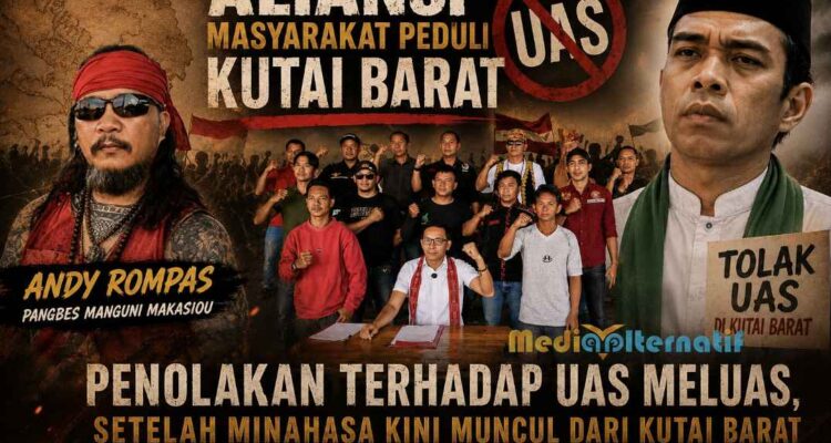 Konferensi Pers Aliansi Masyarakat Peduli Kutai Barat (Kubar), insert foto Panglima Besar Andy Rompas. (foto : ist)