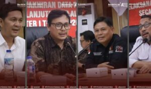 Foto : Ketua KPU Sulut Kenly Poluan, Ketua Bawaslu Sulut Ardiles Mewoh, Anggota Bawaslu Sulut Donny Rumagit, Anggota KPU Sulut Salman Saelangi (grafis : mediaalternatif)