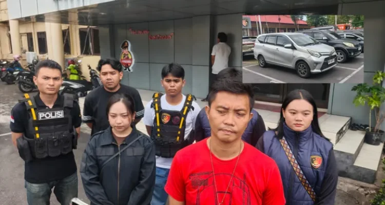 Tim URC Ditreskrimum Polda Sulut mengamankan pelaku dan mobil yang digelapkan. (dok.istimewa)