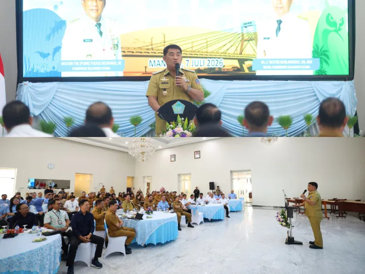 Gubernur YSK saat memberikan arahan pada Rapat Kerja Perangkat Daerah di wisma negara bumi beringin. (dok.ist)
