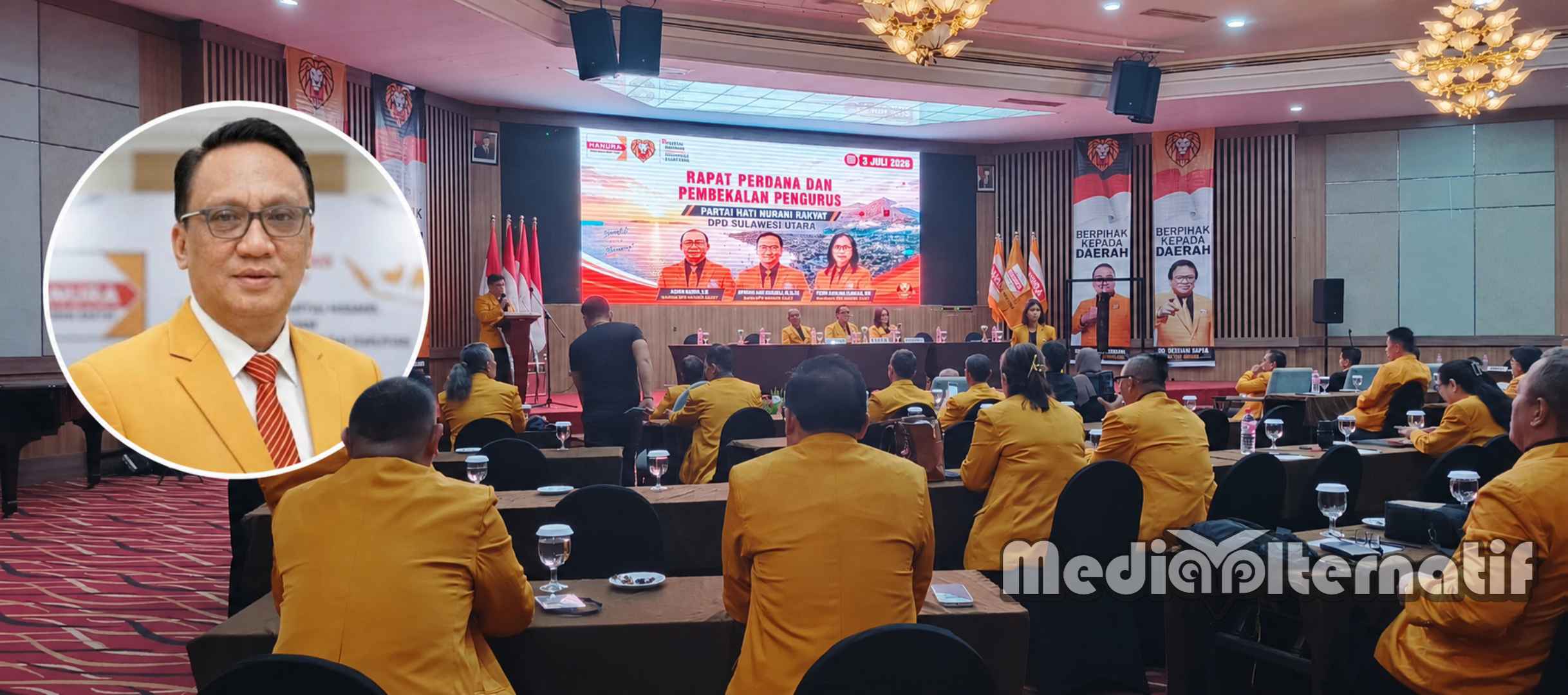 Rapat perdana sekaligus pembekalan bagi seluruh jajaran pengurus di Hotel Aryaduta Manado, Jumat (3/7/2026).