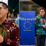 ‎(foto kiri) Bupati Joune Ganda usai Gala Dinner bersama Gubernur dan Delegasi Uni Eropa di Wisma Negara Bumi Beringin, Manado. ‎(foto kanan) Pemberian cenderamata oleh Duta Besar Uni Eropa untuk Indonesia, Denis Chaibi kepada Bupati Joune Ganda di Minut. ‎(dok.mediaalternatif)