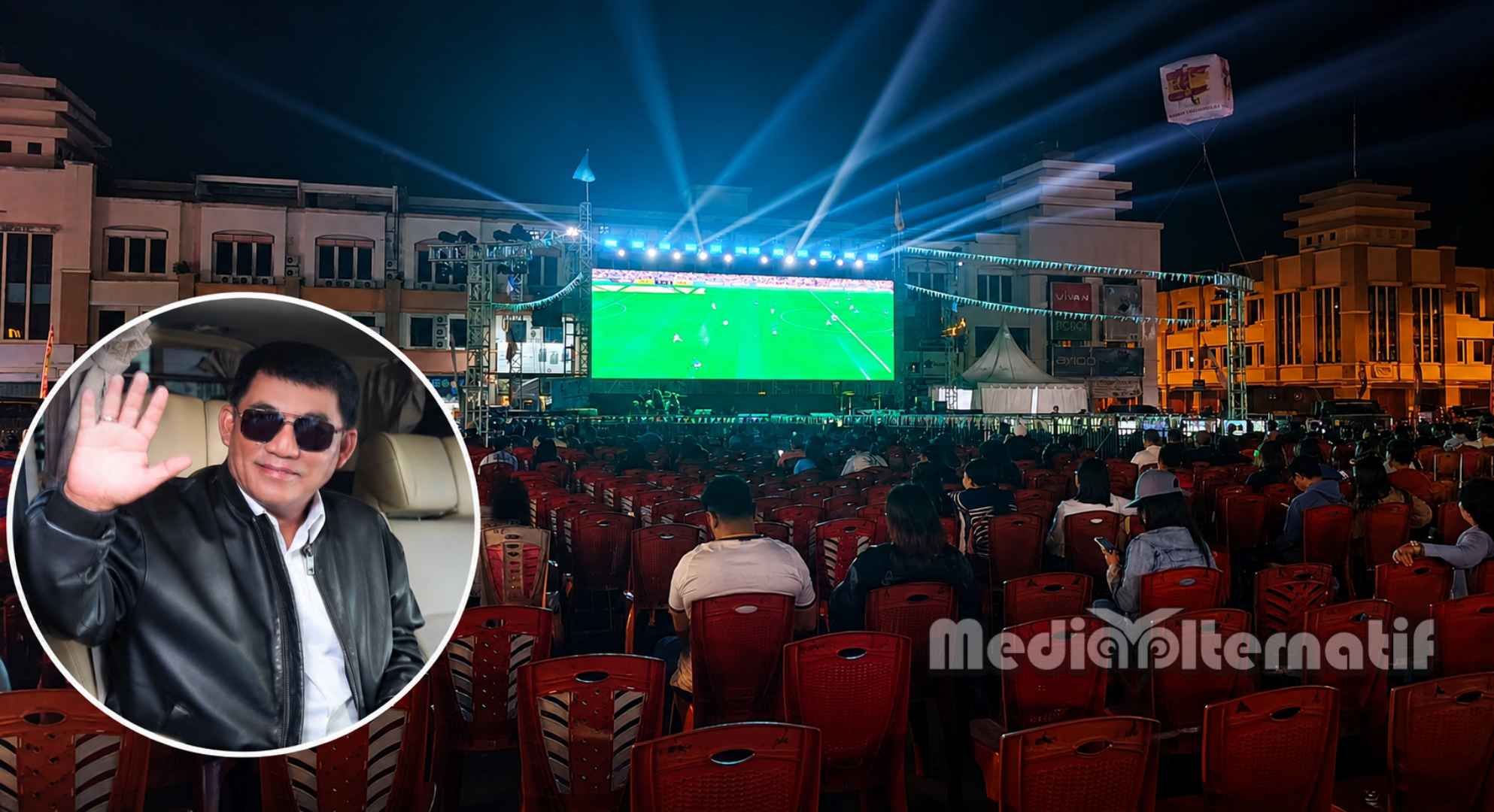Suasana sebelum kick-off laga final Piala Dunia 2026 di Lapangan Basket Mega Mas Manado, Minggu (19/7/2026) malam. ‎(dok/grafis : mediaalternatif)