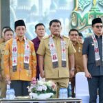 Gubernur Sulut, Mayjen TNI (Purn) Yulius Selvanus, SE, bersama Menteri Agama RI, Prof. Dr. KH. Nasaruddin Umar, dalam pembukaan Musabaqah Tilawatil Qur’an (MTQ) XXXI tingkat Provinsi di Alun-alun Pemerintah Kabupaten Minahasa Utara, Senin (6/7/2026).