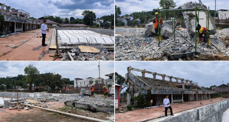 Kadispora Sulut, Audy Pangemanan saat memantau langsung renovasi kolam Ranowangun di Sario.