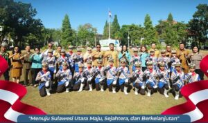 Momen Gubernur usai memimpin Upacara Peringatan Hari Anak Nasional (HAN) ke-42 Tahun 2026 di halaman Kantor Gubernur Sulut, Senin (3/8/2026).