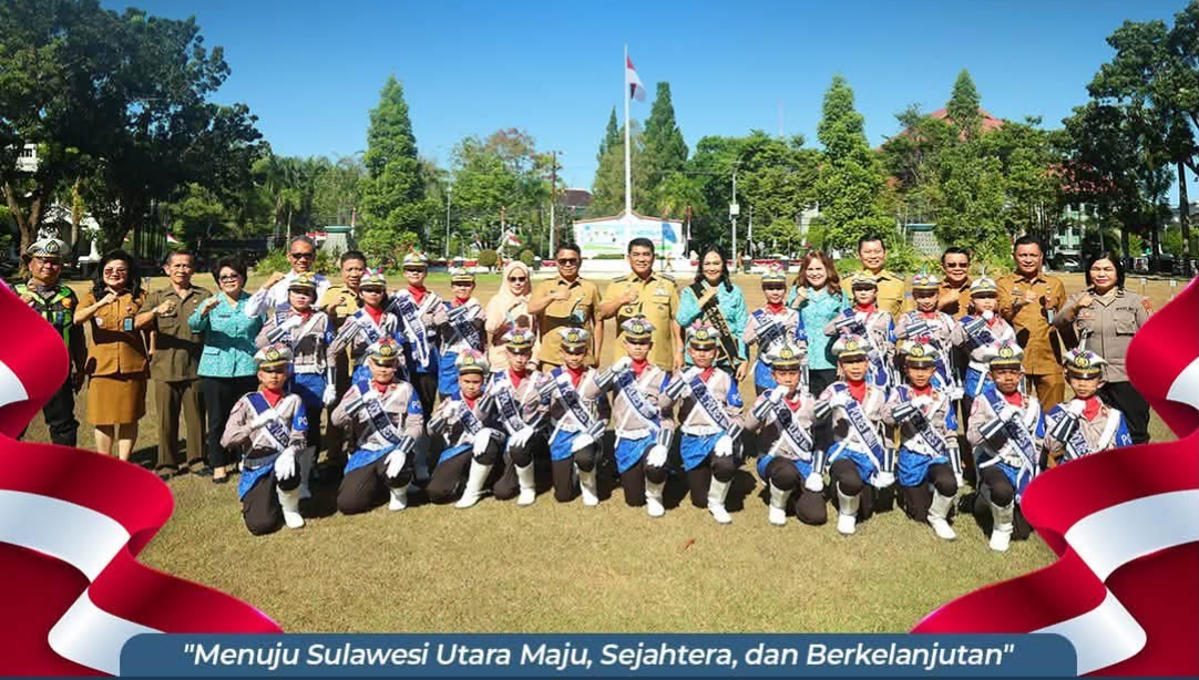 Momen Gubernur usai memimpin Upacara Peringatan Hari Anak Nasional (HAN) ke-42 Tahun 2026 di halaman Kantor Gubernur Sulut, Senin (3/8/2026).