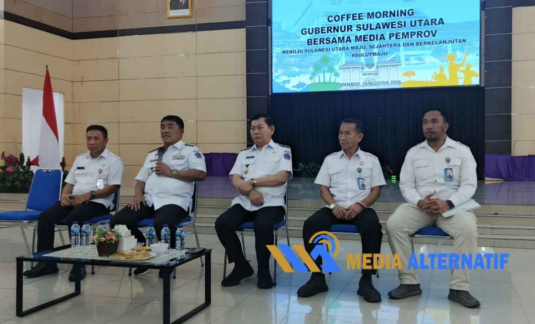 Coffe Morning Gubernur Sulawesi Utara bersama Media Pemprov di Graha Gubernuran Bumi Beringin, Manado, Rabu (26/8/2026). (dok.mediaalternatif)