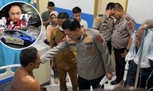 Screenshot_20260811-184212 Kapolda Sulawesi Utara Irjen Pol Roycke Harry Langie saat membesuk korban tragedi drage race kotamobagu, insert pembalap tim Pangeran 05 Mc Joe Tian Ngantung. (dok.ist)