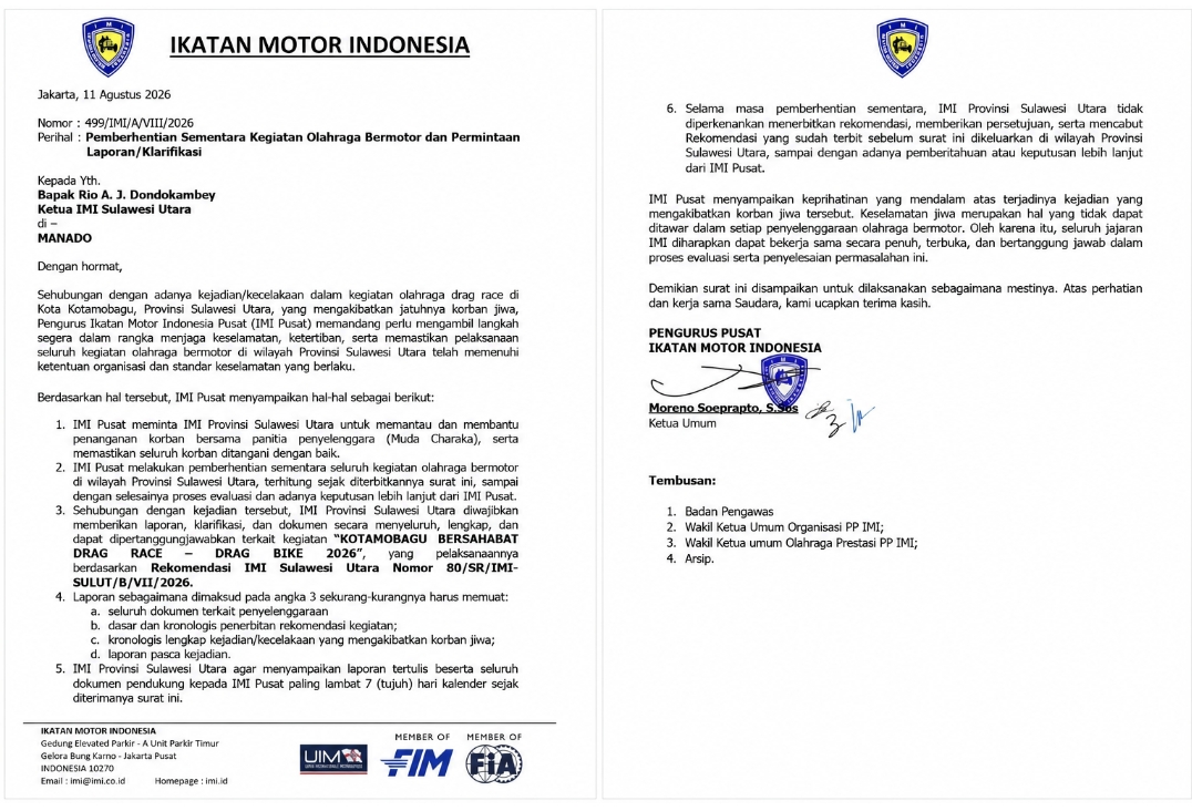 Kewenangan IMI Sulut 'Dilumpuhkan' Sementara