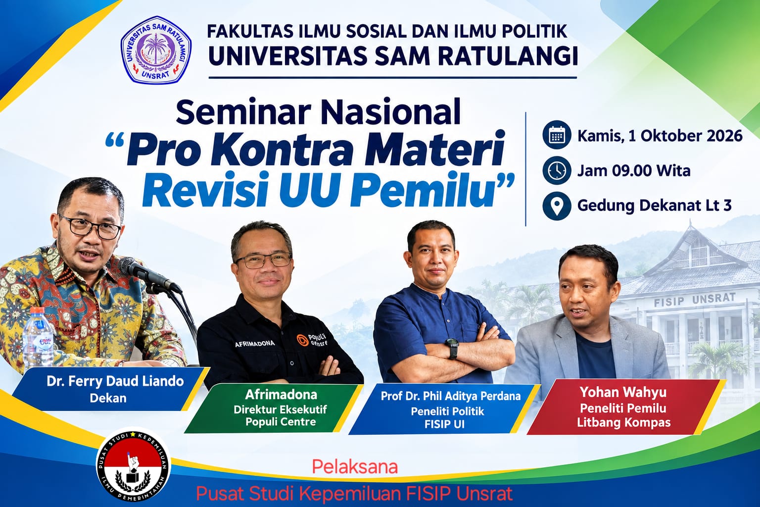 Seminar Nasional Pro Kontra Materi Revisi UU Pemilu.