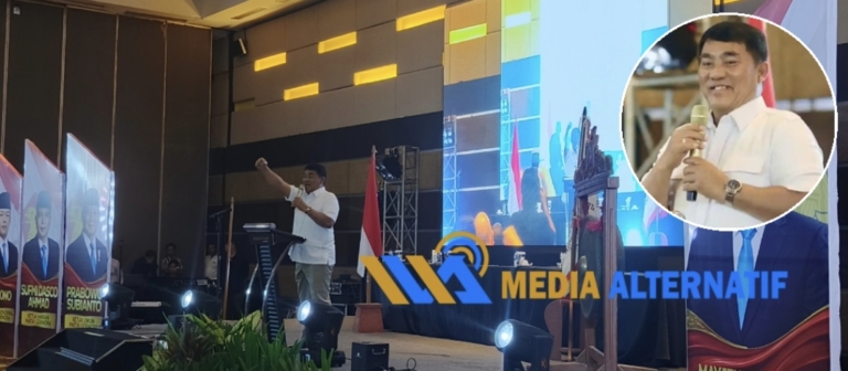 Ketua DPD Gerindra Sulut, Yulius Selvanus Komaling (YSK) saat memberikan arahan di Rakercab Gerindra Manado, Sabtu (5/9/2026). (dok.mediaalternatif)