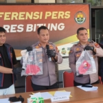 Press Release Pengungkapan dan Penangkapan Perkara Dugaan Tindak Pidana Pencurian, yang dilaksanakan pada Sabtu (19/9/2026) sekitar pukul 09.00 WITA, bertempat di Lobby Mako Polres Bitung. (dok.istimewa)