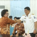 Gubernur Yulius saat menghadiri HUT ke-64 Persatuan Wredatama Republik Indonesia (PWRI) di Aula Mapalus Kantor Gubernur Sulut, Rabu (7/10/2026).